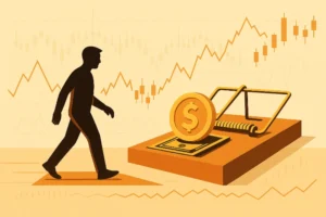 A person walking towards a mousetrap with cheese, one of the traps to avoid in life.