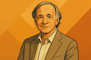 A portrait of Ray Dalio, illustrating how to get rich according to his principles.