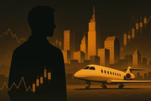 A silhouette of a person looking at a cityscape, representing the secrets only billionaires know.