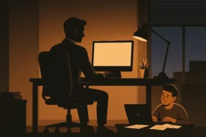 A person working late at a desk, demonstrating the hidden behaviors of successful people.